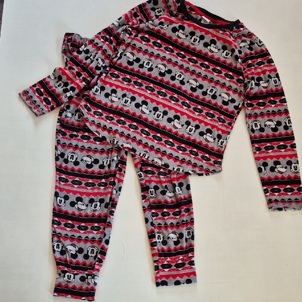 Disney Red and Black Pajama Set with Fair Isle Pattern